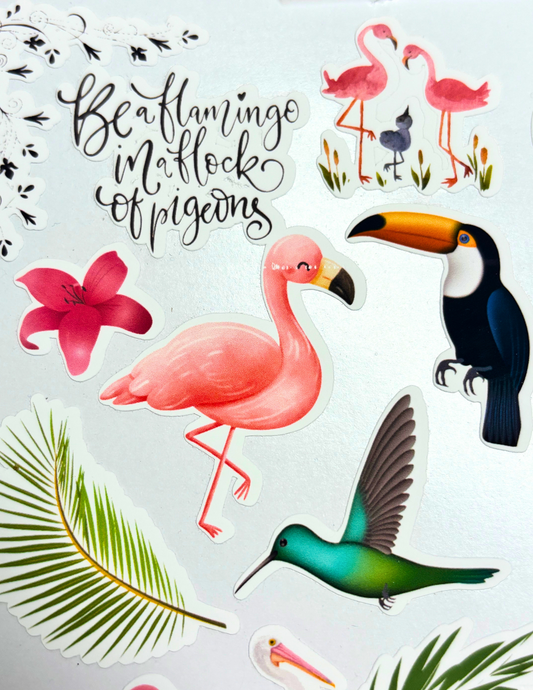 Fancy Flamingo Sticker Sheet 4x6” Matte Finish