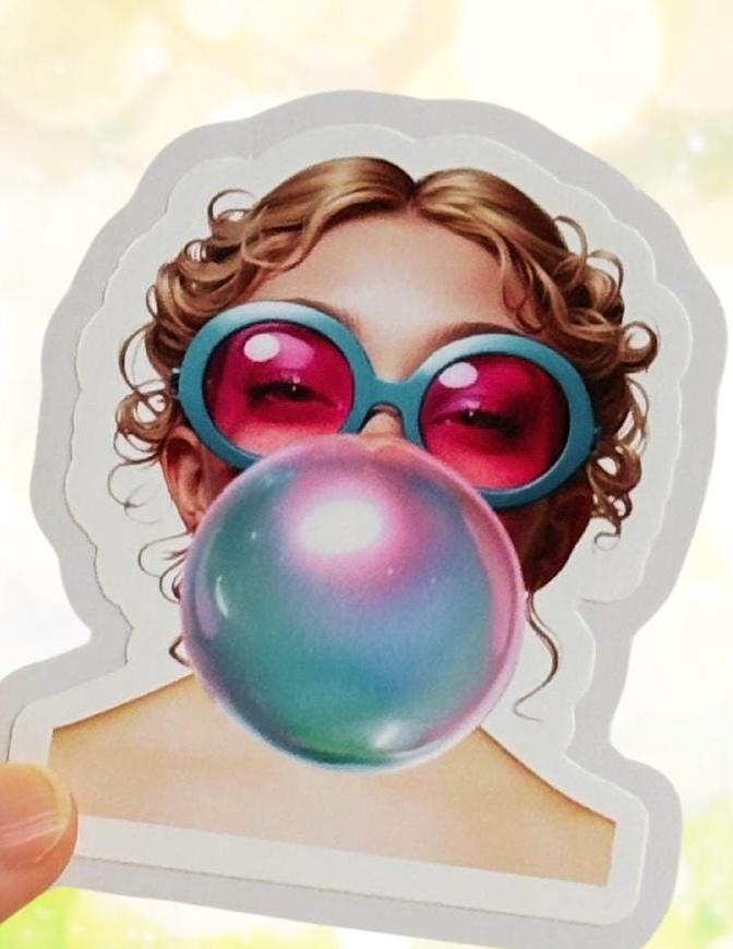 Hubba Hubba Bubble Girl Sticker 2 inch